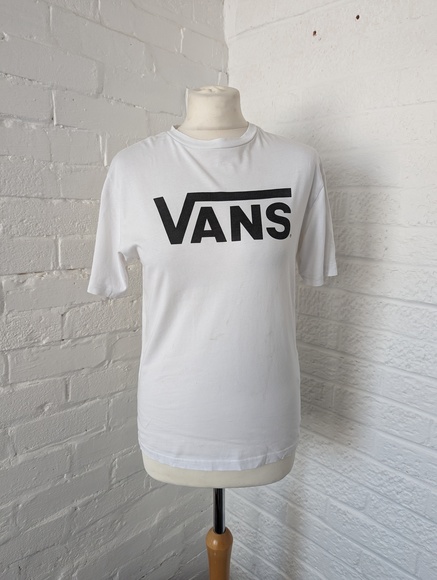 Tops - Vans Round Neck Spellout T Shirt - Size L - White - Cotton - P2P 19"